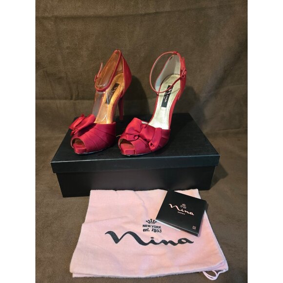 Nina Red Stilettos 7.5 - Picture 1 of 5
